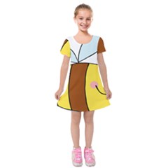 Animals Bee Wasp Smile Face Kids  Short Sleeve Velvet Dress by Alisyart