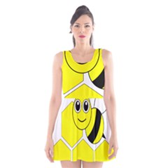 Bee Wasp Yellow Scoop Neck Skater Dress