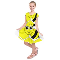 Bee Wasp Yellow Kids  Short Sleeve Dress by Alisyart