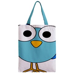 Bird Big Eyes Blue Zipper Classic Tote Bag by Alisyart