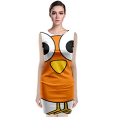 Bird Big Eyes Orange Classic Sleeveless Midi Dress