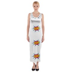 Boom Pow Pop Sign Fitted Maxi Dress by Alisyart