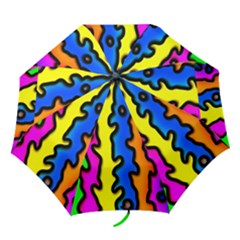 Digitally Created Abstract Squiggle Stripes Folding Umbrellas by Simbadda