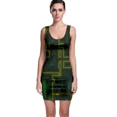 A Completely Seamless Background Design Circuit Board Sleeveless Bodycon Dress by Simbadda