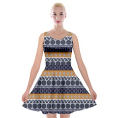 Seamless Abstract Elegant Background Pattern Velvet Skater Dress by Simbadda