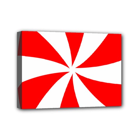 Candy Red White Peppermint Pinwheel Red White Mini Canvas 7  X 5 