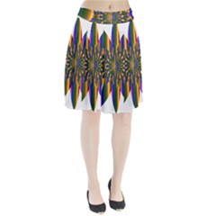 Chromatic Flower Gold Rainbow Star Light Pleated Skirt by Alisyart