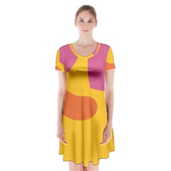 Emoji Face Emotion Love Heart Pink Orange Emoji Short Sleeve V-neck Flare Dress by Alisyart