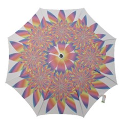 Chromatic Flower Gold Rainbow Star Hook Handle Umbrellas (large) by Alisyart