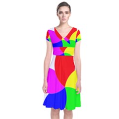 Fan Star Floral Short Sleeve Front Wrap Dress by Alisyart