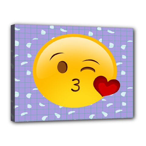 Face Smile Orange Red Heart Emoji Canvas 16  X 12  by Alisyart