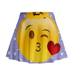 Face Smile Orange Red Heart Emoji Mini Flare Skirt by Alisyart