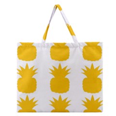 Fruit Pineapple Printable Orange Yellow Zipper Large Tote Bag by Alisyart