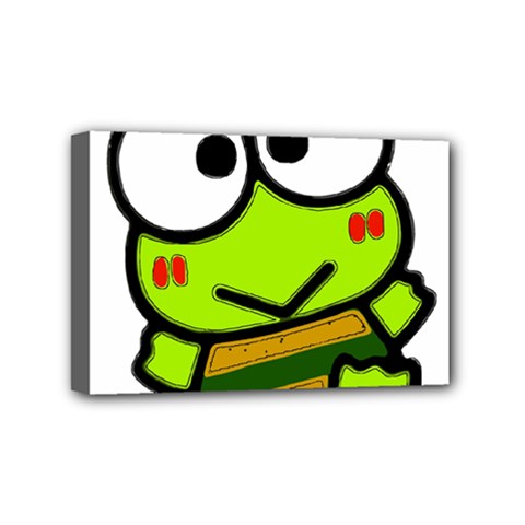 Frog Green Big Eye Face Smile Mini Canvas 6  X 4  by Alisyart