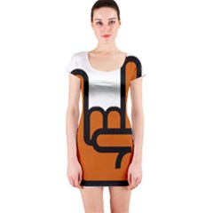 Metal Hand Short Sleeve Bodycon Dress by Alisyart