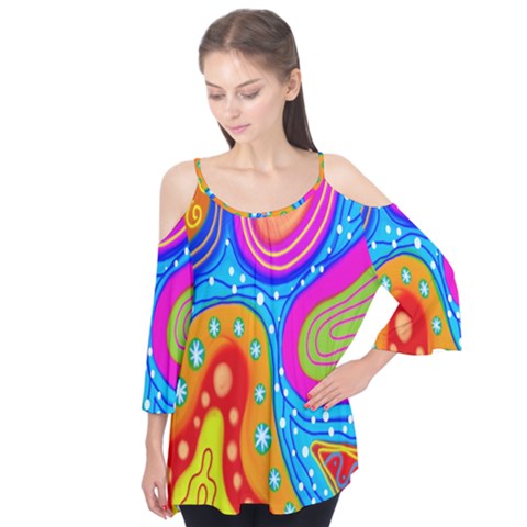 Hand Painted Digital Doodle Abstract Pattern Flutter Tees by Simbadda