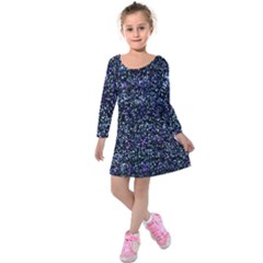 Pixel Colorful And Glowing Pixelated Pattern Kids  Long Sleeve Velvet Dress by Simbadda