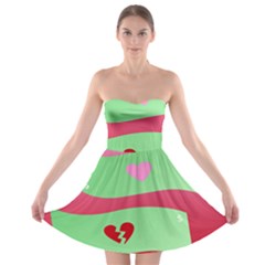Money Green Pink Red Broken Heart Dollar Sign Strapless Bra Top Dress by Alisyart