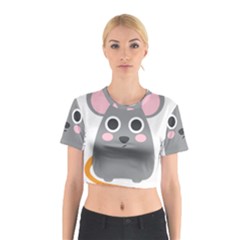 Mouse Grey Face Cotton Crop Top by Alisyart