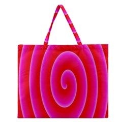 Pink Hypnotic Background Zipper Large Tote Bag by Simbadda