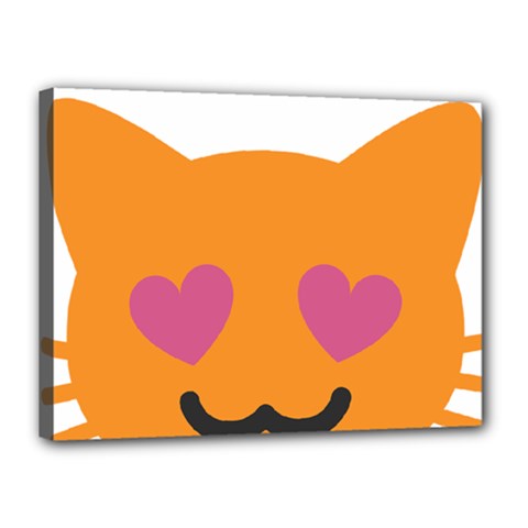 Smile Face Cat Orange Heart Love Emoji Canvas 16  X 12  by Alisyart