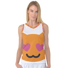 Smile Face Cat Orange Heart Love Emoji Women s Basketball Tank Top by Alisyart