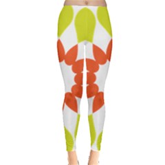 Tikiwiki Abstract Element Flower Star Red Green Leggings  by Alisyart