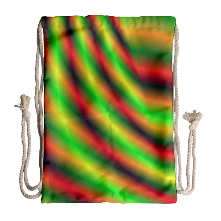 Neon Color Fractal Lines Drawstring Bag (Large)