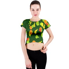 Seamless Tile Background Abstract Crew Neck Crop Top by Simbadda