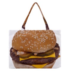Cheeseburger On Sesame Seed Bun Medium Zipper Tote Bag by Simbadda