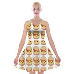 Hamburger Pattern Velvet Skater Dress by Simbadda