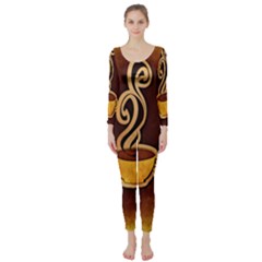 Coffee Drink Abstract Long Sleeve Catsuit by Simbadda