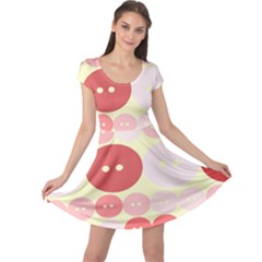 Buttons Pink Red Circle Scrapboo Cap Sleeve Dresses by Alisyart