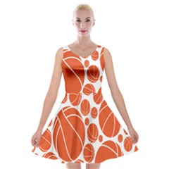 Basketball Ball Orange Sport Velvet Skater Dress