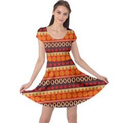 Abstract Lines Seamless Pattern Cap Sleeve Dresses by Simbadda