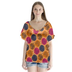 Colorful Trees Background Pattern Flutter Sleeve Top by Simbadda
