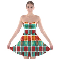 Bricks Abstract Seamless Pattern Strapless Bra Top Dress by Simbadda