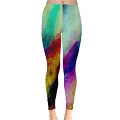 Colorful Abstract Paint Splats Background Leggings 