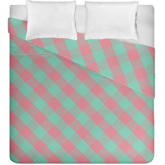 Cross Pink Green Gingham Digital Paper Duvet Cover Double Side (king Size) by Alisyart