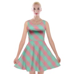Cross Pink Green Gingham Digital Paper Velvet Skater Dress