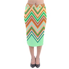 Chevron Wave Color Rainbow Triangle Waves Velvet Midi Pencil Skirt