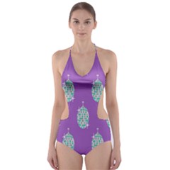 Disco Ball Wallpaper Retina Purple Light Cut-out One Piece Swimsuit by Alisyart