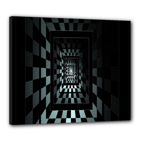 Optical Illusion Square Abstract Geometry Canvas 24  X 20  by Simbadda