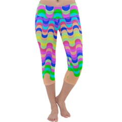 Dna Early Childhood Wave Chevron Woves Rainbow Capri Yoga Leggings by Alisyart