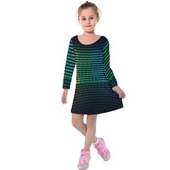 Abstract Multicolor Rainbows Circles Kids  Long Sleeve Velvet Dress by Simbadda