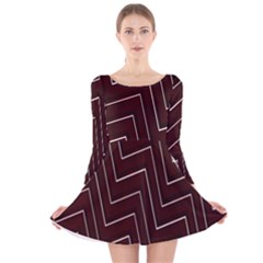 Lines Pattern Square Blocky Long Sleeve Velvet Skater Dress by Simbadda