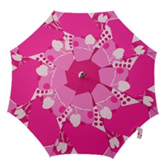 Flower Floral Leaf Circle Pink White Hook Handle Umbrellas (large) by Alisyart