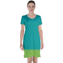 Green Blue Teal Scallop Wallpaper Wave Short Sleeve Nightdress by Alisyart