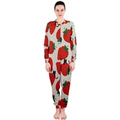Fruit Strawberry Red Black Cat Onepiece Jumpsuit (ladies)  by Alisyart