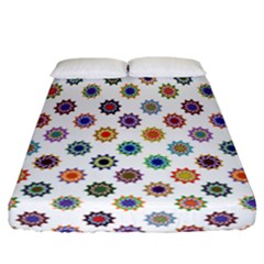 Flowers Color Artwork Vintage Modern Star Lotus Sunflower Floral Rainbow Fitted Sheet (california King Size) by Alisyart